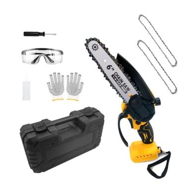 Imagem de Mini motosserra de 15 cm para bateria Dewalt de 20 V, alimentada por bateria (não inclui bateria), auto-lubrificante, motosserra manual sem escova com kit de segurança e estojo de transporte para