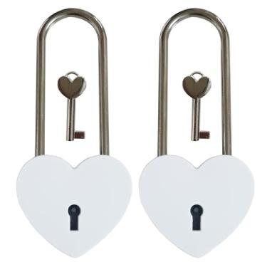 Imagem de BoutCr Cadeado de coração branco com cadeado de coração branco com chave para Dia dos Namorados, Dia dos Namorados, Casamento dos Namorados, Ponte Lovelock, Viagem, Árvores dos Desejos 9,9 cm 99,1 mm