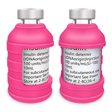 Imagem de MEDMAX Capa Protetora Para Frasco De Insulina Via Diabéticos, Silicone A Maioria Dos Frascos 10 Ml, Pacote Com 2 (Cor Magenta Curta)