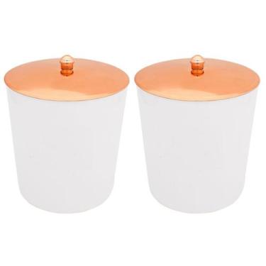 Imagem de Kit 2 Lixeira 5 Litros Tampa Metalizada Plástica Banheiro Lavabo Rose 