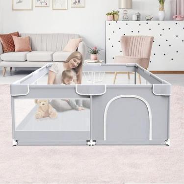Imagem de Cercadinho para bebês Fshibila Baby Playard com malha macia 127x127x69