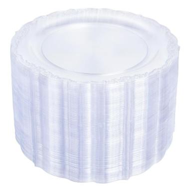 Imagem de Pratos de plástico Upassion 100 peças de 26 cm Clear Dinner