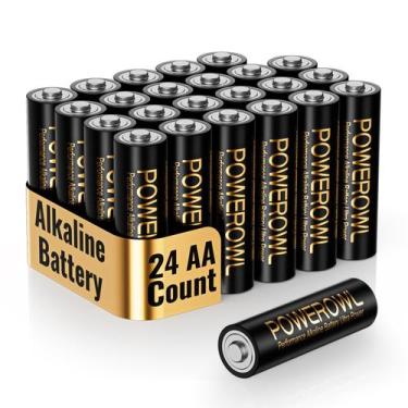 Imagem de Pilhas AA POWEROWL, alcalinas de alta capacidade, 1,5 V, pacote com 24
