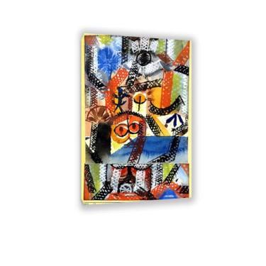 Imagem de Paul Klee Canvas Wall Art Barbaric Composition Poster Vintage Classic Pintura a Óleo Pintura Mestre Impressão Adequada Sala de Estar Escritório Decoração de Parede Legal 110x70cm (109.2x71.1 cm