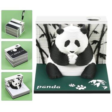 Imagem de Calendário Time Piece 2025, calendário 3D 2025, blocos artísticos, calendário de relógio em formato de panda de 2025, criativo para decoração de mesa e bloco de notas 3D