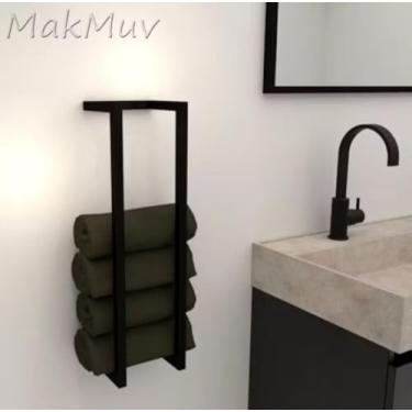 Imagem de Suporte de Toalhas Banho de Ferro Estilo Industrial