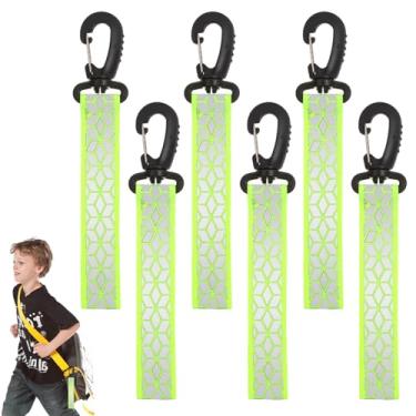 Imagem de Grevosea 6 tiras refletoras, pingentes refletores de segurança, pingentes refletores, chaveiros de segurança, etiquetas reflexivas, chaveiro, para mochila, roupas, cadeira de rodas, ciclismo