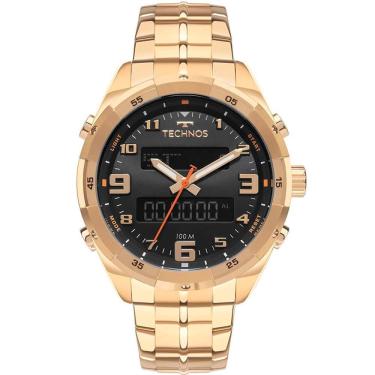 Imagem de Relógio Technos Masculino Dourado Preto Bjk725aa-1p