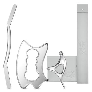 Imagem de MINZHOUYA Raspador muscular Gua Sha de aço inoxidável 3 em 1