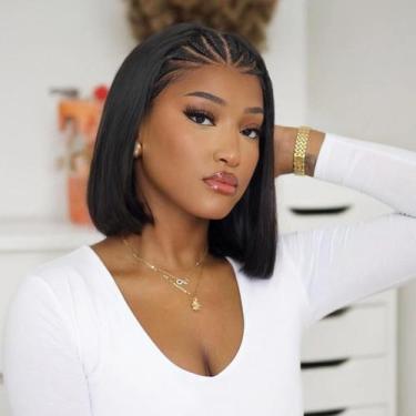 Imagem de Peruca frontal de renda trançada WIGER Straight Bob 30 cm para mulhere