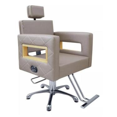 Imagem de Cadeira Berlin Reclinável Hidráulica para Salão Estofado Fendi - movei