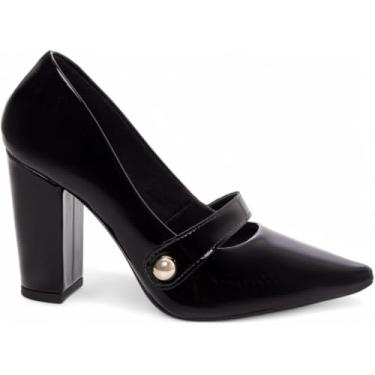 Imagem de Scarpin Feminino em Verniz Preto Premium com Tira e Salto Alto Elegante para Ocasiões Especiais. (BR, Adulto, Numérico, M, 35)