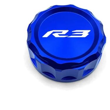 Imagem de Acessórios de motocicleta Tampa do cilindro do reservatório de fluido de freio traseiro compatível com Y&AMAHA YZF R1 R3 R6 R7 YZF-R1 YZF-R6 YZF-R3 YZF-R7 (R3 azul)