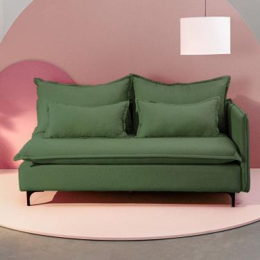 Imagem de Sofá Modular 2 Lugares Braço Lateral com Pé Metal Sôma Cabecasa Madeiramadeira Verde