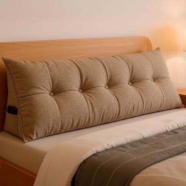 Imagem de Almofada de Cabeceira Encosto Apoio para Lombar com Bolso Lateral 140x50x20 - BF Colchões