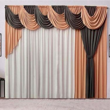 Imagem de Cortina Inspiração 3 Metros Sala Quarto Para Varão - Rosê