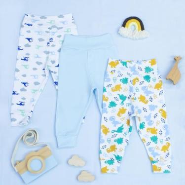 Imagem de Trio Calça Ribana Malha Especial Conforto e Praticidade para o Bebê - 
