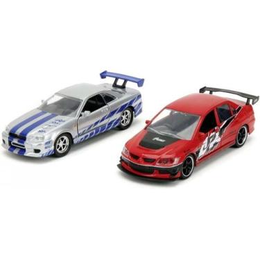 Imagem de Set 2 pçs Velozes Furiosos Lancer IX+Skyline GTR Jada 1/32, Variada
