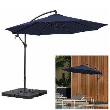 Imagem de Kit Ombrelone Lateral Suspenso 3m Kauai + Base 60 Litros Quadrada Piscina Jardim - AMZ