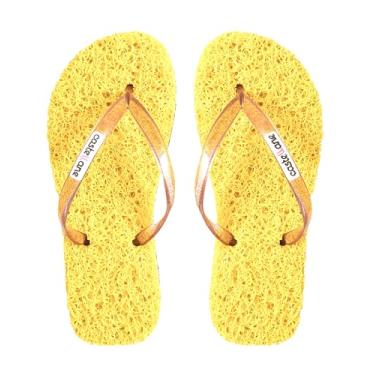 Imagem de Chinelo Confort Feminino indicado para pessoas que sofrem com Fascite Plantar, esporão de calcâneo, Hiperidrose PLantar e Neuroma de Morton, além disso, dá a sensação de estar pisando em um tapete macio. (Amarelo, 37/38, BR, Adulto, Faixa Numérico, 37, 38)