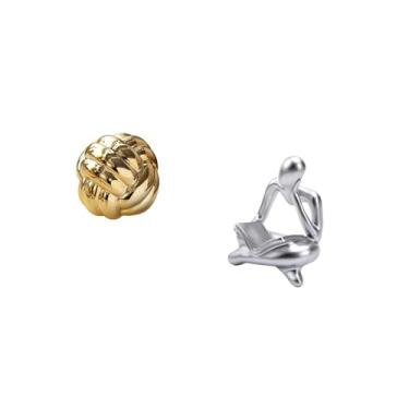 Imagem de Fenteer Ornamento Estético de Novelo de Lã E Escultura de Cerâmica de Pensador Abstrato para Amigos, Prateleira de Sala de Estar, de Entrada, Decoraçã