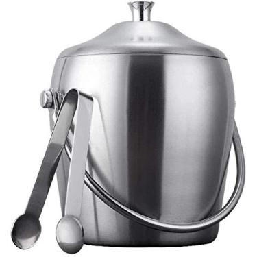 Imagem de Balde de gelo de alto valor facial, balde de gelo de aço inoxidável duplo de aço inoxidável, armazenamento de cubos de gelo, cerveja de gelo, champanhe, refrigerador, baldes de gelo ao ar livre/uma