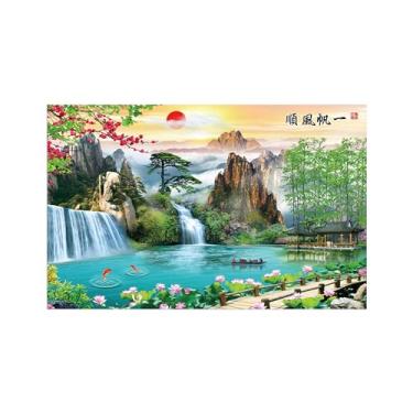 Imagem de BMZFYBS Impressão em tela moderna - imagem de arte de parede de paisagem - ponte da montanha do lago - pôster para sala de estar banheiro decoração de casa 80 x 130 cm 31 x 51 pol sem moldura