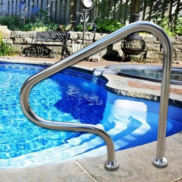Imagem de Corrimão de segurança para piscina corrimão de piscina para entradas de piscinas enterradas, aço inoxidável, corrimãos de escada fáceis de instalar, prata à prova de ferrugem