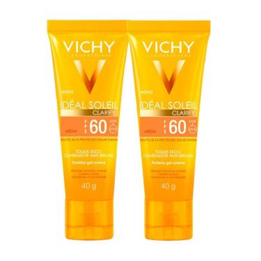 Imagem de Kit 2 Protetor Solar Vichy Idéal Solei Clarify FPS 60 Cor Média 40g