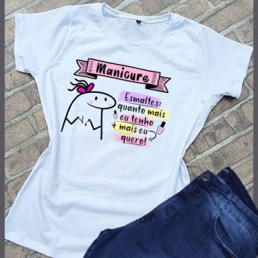 Imagem de Camiseta feminina blusinha t-shirt Manicure Flork - loja dinka, p