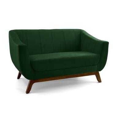 Imagem de Sofá 2 Lugares Odeon D07 140cm Base Madeira Veludo Esmeralda - D'Rossi