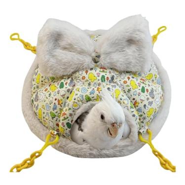Imagem de CXYYXF Cama aconchegante para o inverno com almofada de veludo para java pardal papagaio periquito periquito periquito Lovebird calopsita caique lorikeet (amarelo, grande)