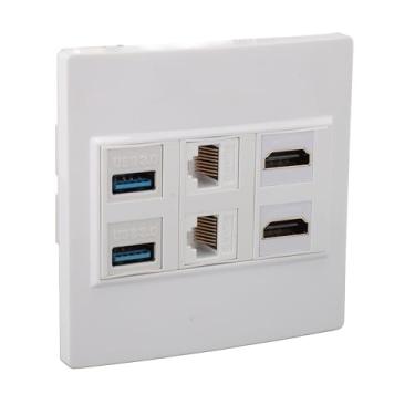 Imagem de Yunir Placa de Parede Ethernet Hdmi 6 Portas, 2 Portas 4k 60hz Hdmi Keystone, 2 Cat6 Keystone, Usb 3.0 Interface Combo Painel de Placa de Parede
