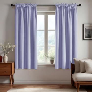 Imagem de Deconovo Cortinas blackout com isolamento térmico roxo claro, 96 x 137 cm, painel de cortina escurecimento para quarto, conjunto de 2