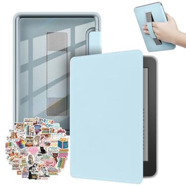 Imagem de Capa para Kindle Paperwhite 12ª geração lançado em 2024 (7 polegadas) e Kindle Colorsoft Signature Edition, capa traseira transparente durável de couro PU com alça de mão para despertar automático