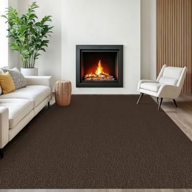 Imagem de EARTHALL Tapetes laváveis para sala de estar, antiderrapante, 1,8 m x 2,5 m, tapete de sala de jantar, tapete trançado para sala de estar, quarto, sala de jantar, marrom/café