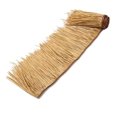 Imagem de Rolos de palha de palmeira de plástico PE palha telha de telhado de palha mexicana artificial rolos de palha de palmeira, tiki hut telhado de palha para cobertura de guarda-chuva de pátio decoração