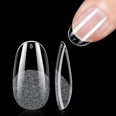Imagem de Pontas ovais curtas para unhas, 120 peças de pontas ovais de gel de cobertura completa, kit de decoração de unhas PP para extensão de unhas