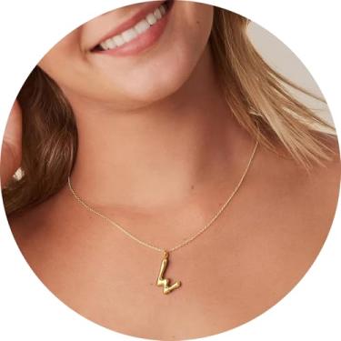 Imagem de Pingente de colar com inicial A-Z em 3D, joia de aço inoxidável personalizada, corrente ajustável, adequado para design moderno de letras femininas, F, Aço inoxidável, Sem Pedra Preciosa