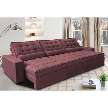 Imagem de Sofá Retrátil E Reclinável 3,52m Com Molas Ensacadas Cama Inbox Gold Tecido Suede Velusoft Vinho