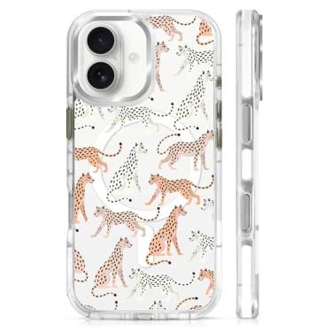 Imagem de casesok Capa para iPhone 17 compatível com Magsafe, design estético claro bonito para meninas e mulheres, capa rígida protetora antiqueda para iPhone 17 - Desfile de Cheetah