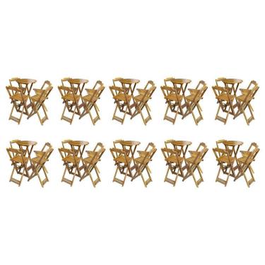 Imagem de Kit 10 Jogos De Mesa Bistrô De Madeira Com 4 Cadeiras Dobravel Mel - Amarelo