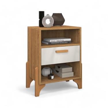 Imagem de Mesa De Cabeceira Elegante Com Gaveta Onix Freijó E Off