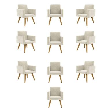 Imagem de Kit 10 Poltronas Decorativa Sala Balaqui Decor Cor:bege