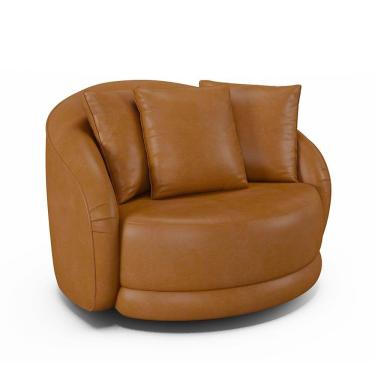 Imagem de Poltrona Decorativa Giratória Para Sala 122cm Kaly M22 Sintético Caramelo - Mpozenato