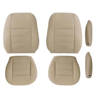 Imagem de NLQR Capa de substituição do assento dianteiro do motorista e do lado do passageiro, parte inferior e superior para encosto e apoio de braço compatível com Land Rover Discovery 3 2005-2009 bege
