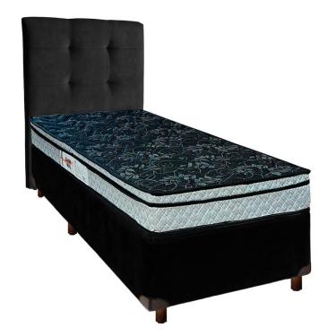 Imagem de Cama + Box Preto E Colchão D28 Solteiro - Conforto Paropas + Cabeceira