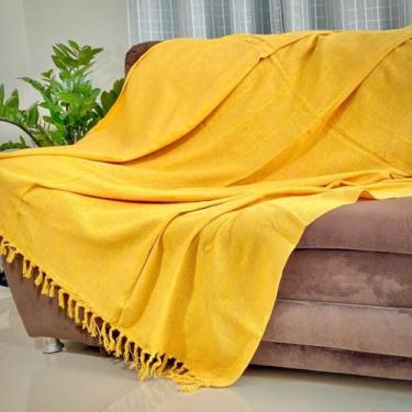Imagem de Manta para Sofá King Gigante 300 x 180 100% Algodão Protetor e Decorativo – Conforto e Elegância para Sua Sala (King Amarela)