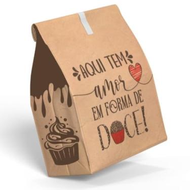 Imagem de 100 Sacos Kraft Para Doces Pudim Brigadeiro Cookie Muffins Delivery P/Confeitarias e Docerias sacola de presente(PP: 25 cm X 13 cm X 7cm)