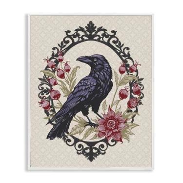 Imagem de Stupell Industries Never More Arte giclée emoldurada branca corvo ornamentada, design por Radhika Modi, 14 x 11